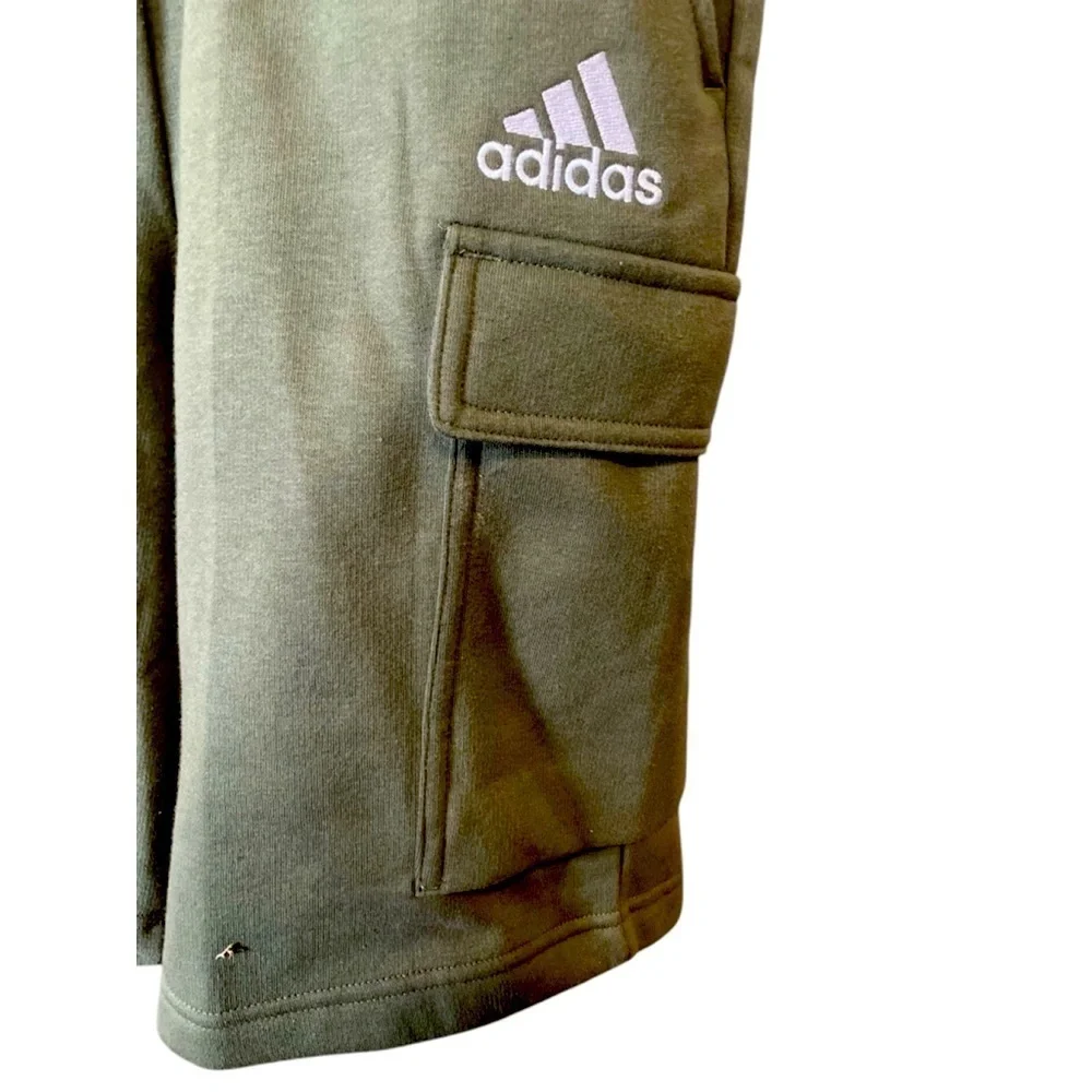 Adidas Olive Green Cargo Winter Fuzzy Shorts NWT